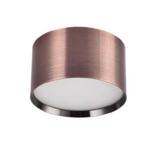 Antique rose gold round LED ceiling light with cylindrical design, hairline finish, surface mounted, 22W built-in LED, modern home lighting