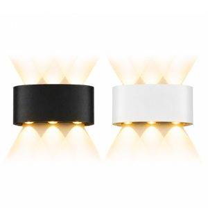 Black and white outdoor wall lamp with warm up and down light