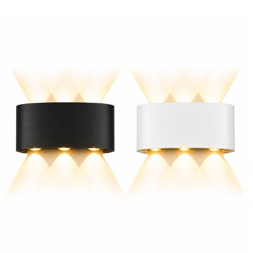 Black and white outdoor wall lamp with warm up and down light