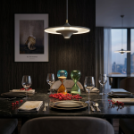 Astrid pendant lamp dining table lighting in a modern dining room with warm white LED glow