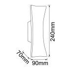 Curva wall light dimensions 240mm by 90mm by 70mm