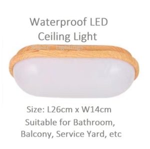 LED Ceiling Light Rectangle Wood 26cm