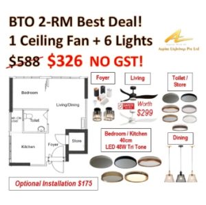 BTO Group Buy LED Lights Ceiling Fan Package 2-Room