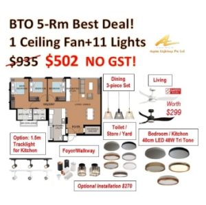BTO Group Buy LED Lights Ceiling Fan Package 5-Room