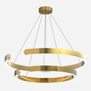 hangable lights in brush gold spiral LED pendant design