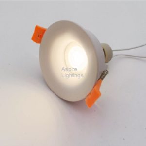 halo light sandy white recessed downlight fitting switched on