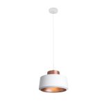 Modern pendant light in white with matt rose gold finish for kitchen island or bar counter