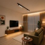 lego grille linear track light in Singapore condo living room