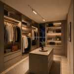 lego grille linear track light in walk-in wardrobe with LED strip lighting