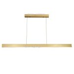 Linear pendant light in gold with slim rectangular LED body