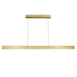 Linear pendant light in gold with slim rectangular LED body