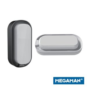 Megaman bulkhead outdoor ceiling wall light black and white IP65 weatherproof