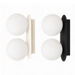 Pearl black and white wall with light frosted glass balls