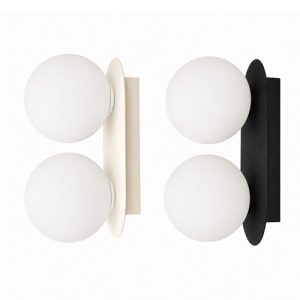 Pearl black and white wall with light frosted glass balls