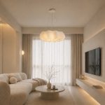 Pump pendant light in modern HDB living room