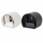 Round wall light for outdoor side view in black and white