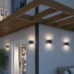 Black round wall light for outdoor exterior wall