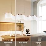 Seraphina dining table light pendant showing warm white cool white and daylight colour temperatures