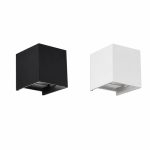Square outdoor wall light in black and white casing