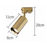 Gold GU10 track light dimension 11cm by 20cm
