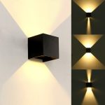 Square outdoor wall light with adjustable beam angle