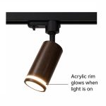 Track light living room walnut GU10 spotlight with glowing acrylic rim