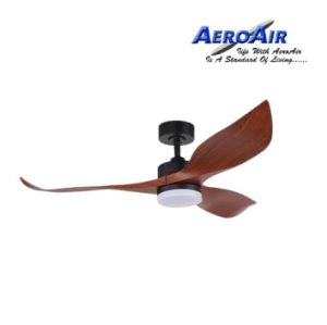 DC Motor Ceiling Fan With LED Light AeroAir AA120 Black Dark Wood