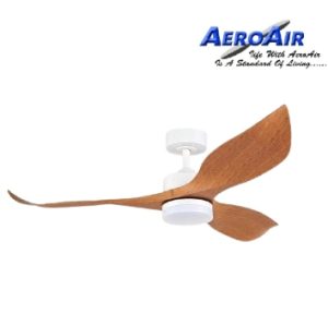 DC Motor Ceiling Fan With LED Light AeroAir AA120 White Light Wood