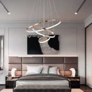 LED Pendant Light UFO Rose Gold 3 Rings
