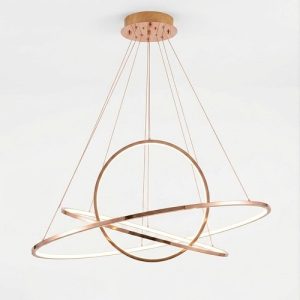 UFO 3 Rings Rose Gold Modern Hanging Light Fixtures on white background