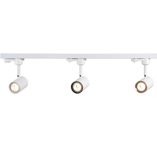 white tracklight with black and rose gold rim options