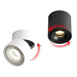 Rotatable LED ceiling spotlight, surface-mounted 10W adjustable CCT in white and black for modern home lighting