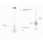 Aura Glass Ball dining pendant light dimensions with 13cm glass shade and adjustable cord