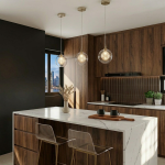 Kitchen island hanging lamps in clear glass with Aura Glass Ball pendant light design