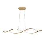 Auralis pendant ceiling lights in gold finish with sculptural wave design and built-in LED diffuser