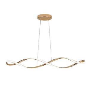 Auralis pendant ceiling lights in gold finish with sculptural wave design and built-in LED diffuser