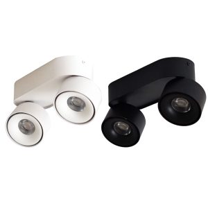 Rotatable twin LED ceiling spot lamps surface mounted in white and black, adjustable spotlight ceiling light 2x10W for modern home lighting