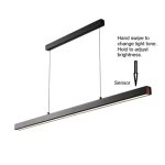 Modern black linear pendant light with hand swipe sensor