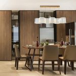 Hexaglow lamp pendant ceiling light above modern dining table in Singapore home