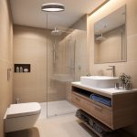 toilet ceiling light installed in modern bathroom
