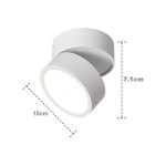 Surface mounted downlight rotatable LED ceiling light white with dimensions 10cm diameter and 7.1cm height