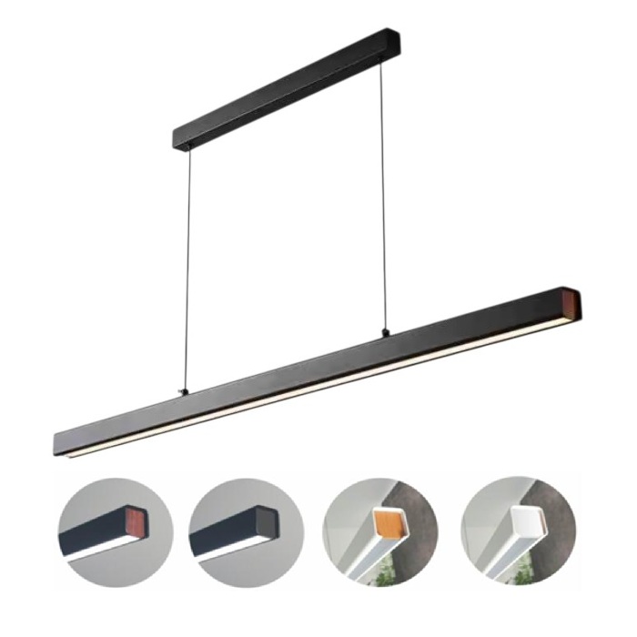 Long Pendant Light Colour Options Long pendant light in black and white colour options with wood end-cap variations