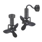 Acorn DC360 black corner fan with ceiling mount and wall mount installation options
