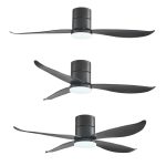 Black Bestar ceiling fan with 2-blade, 3-blade and 4-blade options, contemporary ceiling fan with LED light