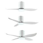 White Bestar ceiling fan with 2-blade, 3-blade and 4-blade options, contemporary ceiling fan light for modern homes