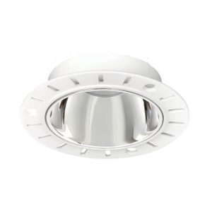 Eryx trimless downlight with silver inner reflector and anti glare recessed spotlight design