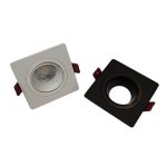 Square recessed downlight fitting in black and white for false ceiling, GU10 recessed downlight trim