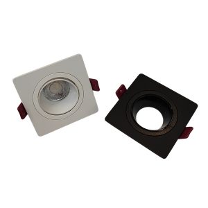Square recessed downlight fitting in black and white for false ceiling, GU10 recessed downlight trim