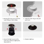 Eryx trimless recessed downlight installation steps for false ceiling plaster and paint finish