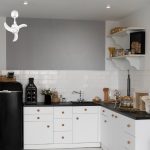 Mowe Atlas corner fan ceiling mount in white installed in modern kitchen